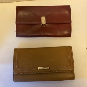 Set of two trifold wallets. Liz, Clairborne, and villager.